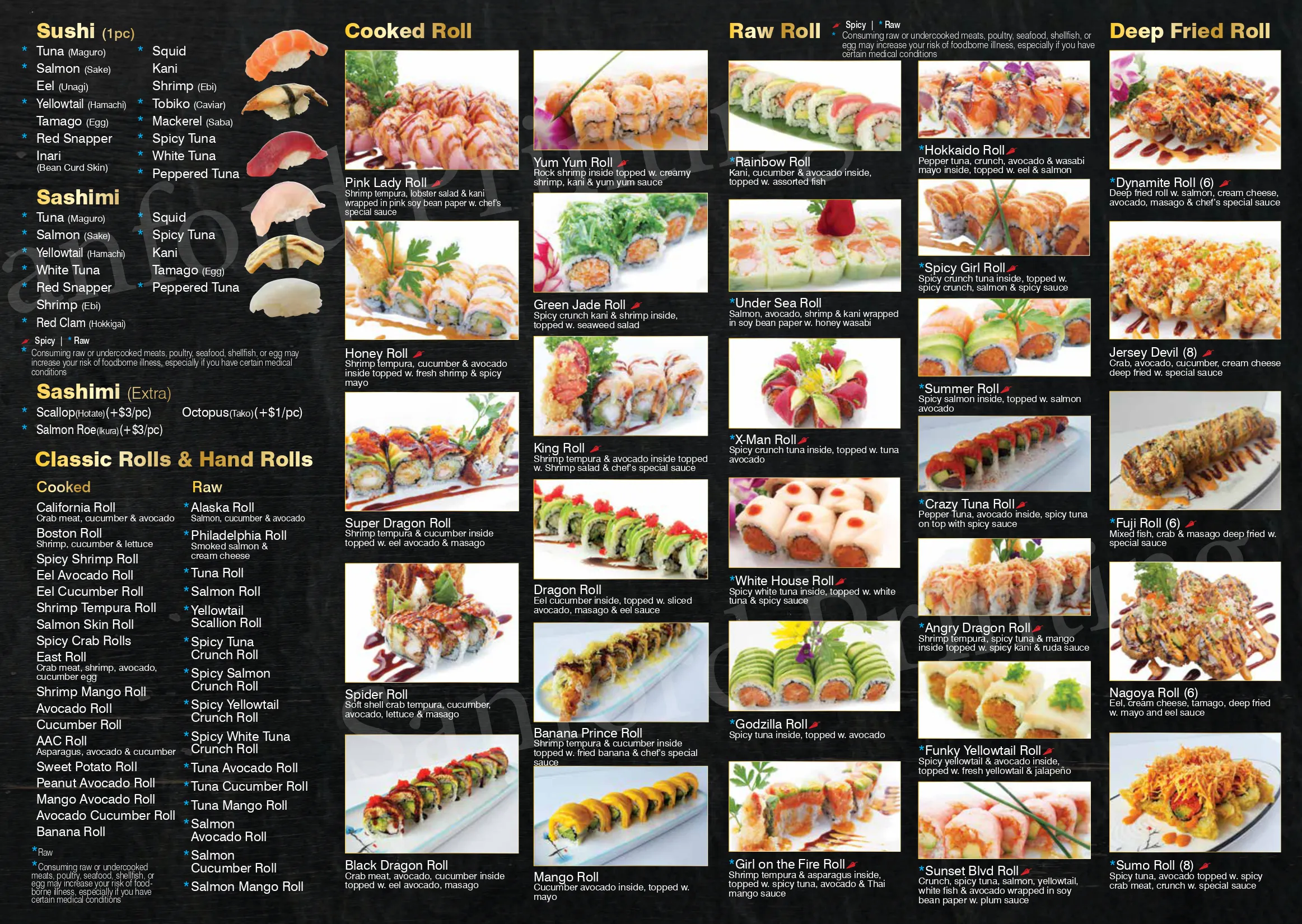 Restaurant dinner menu 2, detailed description provided below