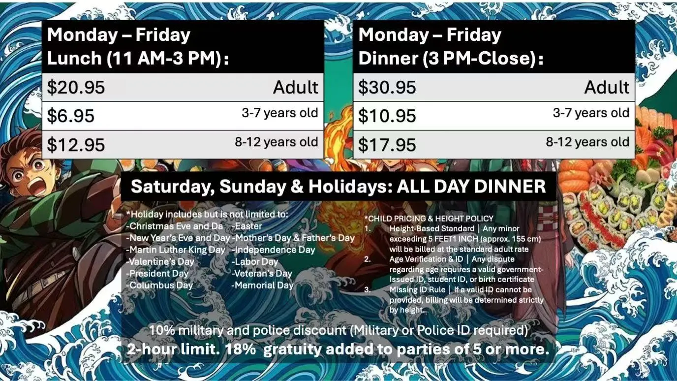 Restaurant All-You-Can-Eat menu 1, detailed description provided below
